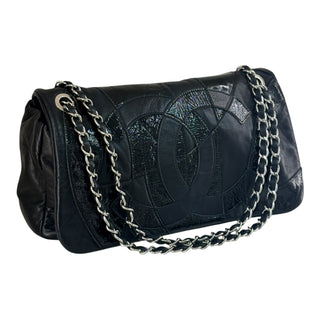 Chanel Black CC Patchwork Leather Chain Shoulder Bag