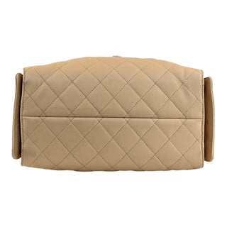 Chanel 25 Small Handbag in Beige Quilted Caviar Leather with Gold-Tone Hardware