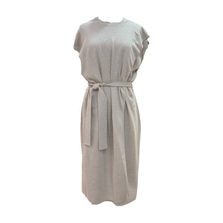 Hermès Beige Silk & Cashmere Belted Knit Midi Dress