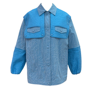 Fendi Sky Blue FF Motif Quilted Overshirt Jacket