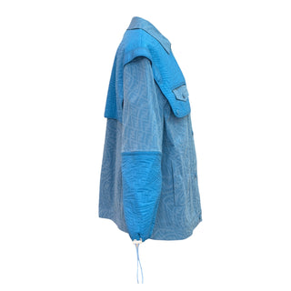 Fendi Sky Blue FF Motif Quilted Overshirt Jacket