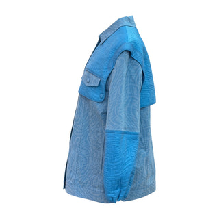 Fendi Sky Blue FF Motif Quilted Overshirt Jacket