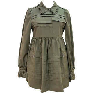 Miu Miu Olive Cotton Poplin Mini Dress