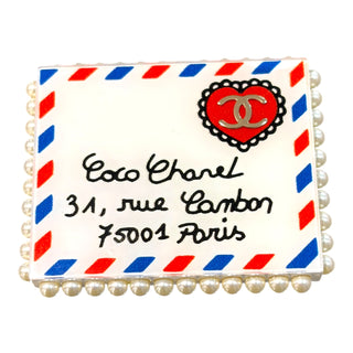 Chanel White Airmail Letter Brooch