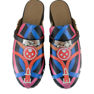 Hermès Multicolour Silk Kelly Buckle Clogs