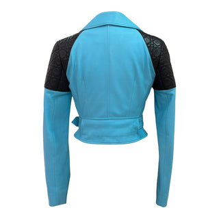 Christian Dior Blue Leather Biker Jacket