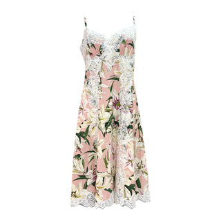 Dolce & Gabbana Pink Lily-Print Silk Midi Dress
