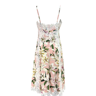 Dolce & Gabbana Pink Lily-Print Silk Midi Dress