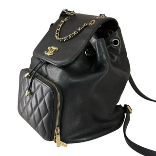 Chanel Black Caviar Quilted Backpack with Gold-Tone Hardware