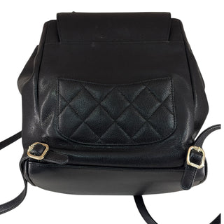 Chanel Black Caviar Quilted Backpack with Gold-Tone Hardware