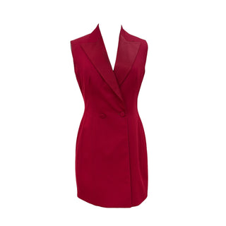 Christian Dior Red Sleeveless Tailored Blazer Mini Dress