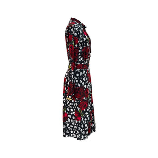 Dolce & Gabbana Rose Print Silk Midi Dress with Bow Detail