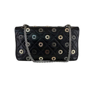 Chanel Black Lambskin Dubai Discs Jumbo Flap Bag