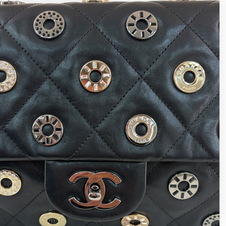 Chanel Black Lambskin Dubai Discs Jumbo Flap Bag