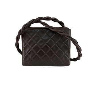 Chanel Brown Quilted Lambskin Braided Handle Flap Bag