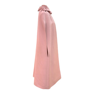 Valentino Rosette-Embellished Blush Wool-Silk Cape Top