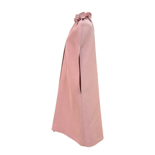 Valentino Rosette-Embellished Blush Wool-Silk Cape Top