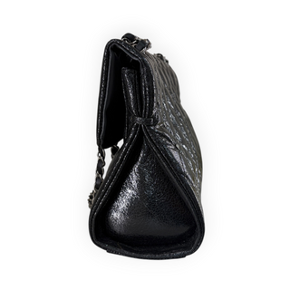 Chanel Black Studded Mademoiselle Quilted Glazed Crackled Leather Large Flap Bag