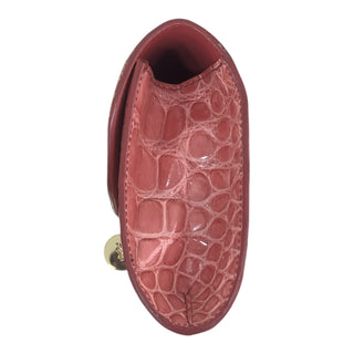 Yves Saint Laurent Vintage Crocodile Embossed Pink Clutch Bag