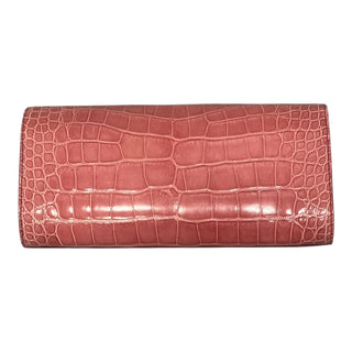 Yves Saint Laurent Vintage Crocodile Embossed Pink Clutch Bag