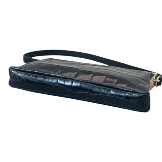 Valentino Garavani Crocodile Embossed Leather Crystal Frame Shoulder Clutch