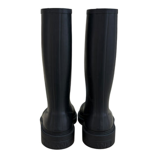 Chanel CC Logo Knee-High Rubber Boots in Black