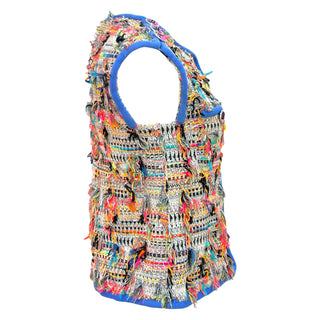 Chanel Multicolour Fringed Tweed Sleeveless Vest Jacket