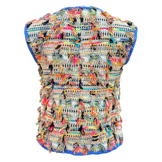 Chanel Multicolour Fringed Tweed Sleeveless Vest Jacket