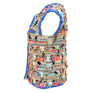 Chanel Multicolour Fringed Tweed Sleeveless Vest Jacket