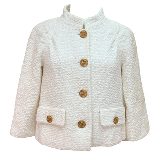 Chanel Ivory Bouclé Tweed Gold Button Jacket