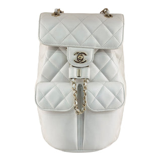 Chanel White Caviar Leather Backpack