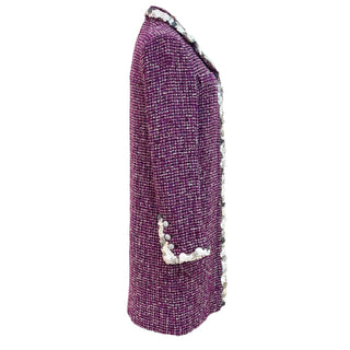 Chanel Purple Embellished Tweed Coat with Sequin Trim