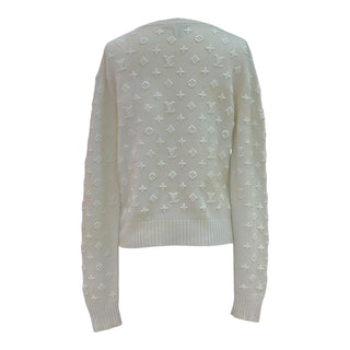 Louis Vuitton Cream Monogram Embossed Cashmere Knit Sweater