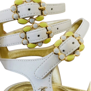 Chanel Quilted Gold Leather Gladiator Sandals with CC Charm