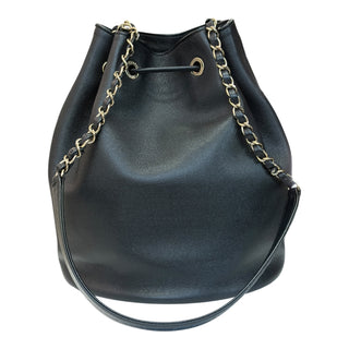 Chanel Black Studded Drawstring Bucket Bag