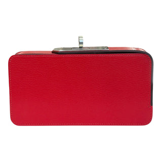 Hermès Rouge Swift Leather Kelly Cut Clutch Palladium Hardware