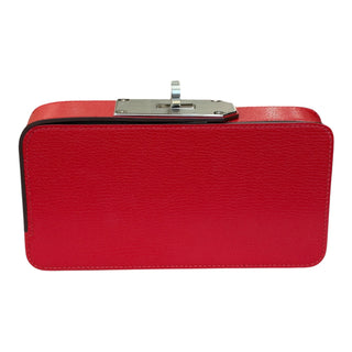 Hermès Rouge Swift Leather Kelly Cut Clutch Palladium Hardware