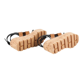 Hermès Havane 30 Cork Wedge Sandals Black Gold White Leather Size 36