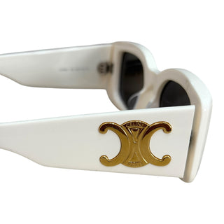 Celine Rectangular Frame Sunglasses in Ivory with Dark Lenses