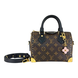 Louis Vuitton Monogram Canvas Speedy Bandoulière 20 Black Leather Gold Hardware