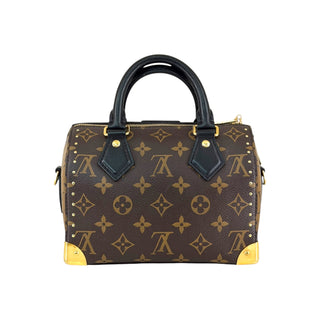 Louis Vuitton Monogram Canvas Speedy Bandoulière 20 Black Leather Gold Hardware