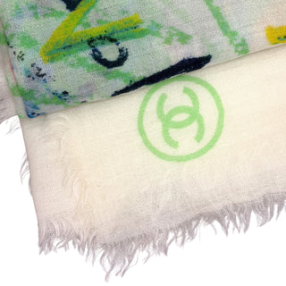 Chanel Multicolour Cashmere & Silk Logo Scarf