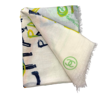 Chanel Multicolour Cashmere & Silk Logo Scarf