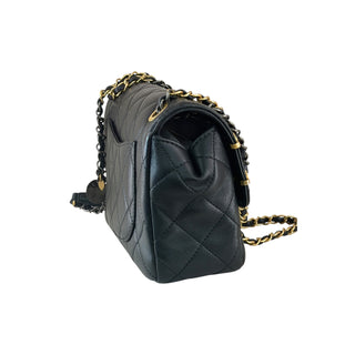 Chanel Black Lambskin Paris Embellished Flap Bag Mixed Hardware