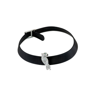 Cartier Panthère Diamond 18K White Gold Black Ribbon Choker Necklace