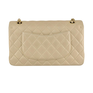 Chanel Classic Medium Flap Beige Lambskin Leather Gold Hardware