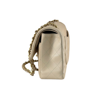 Chanel Classic Medium Flap Beige Lambskin Leather Gold Hardware