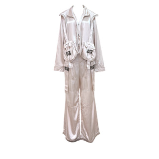 Fendi Satin Utility Jumpsuit in Blush Pink