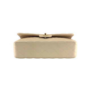 Chanel Classic Medium Flap Beige Lambskin Leather Gold Hardware