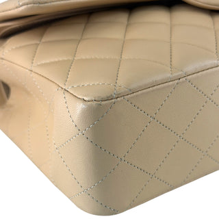 Chanel Classic Medium Flap Beige Lambskin Leather Gold Hardware